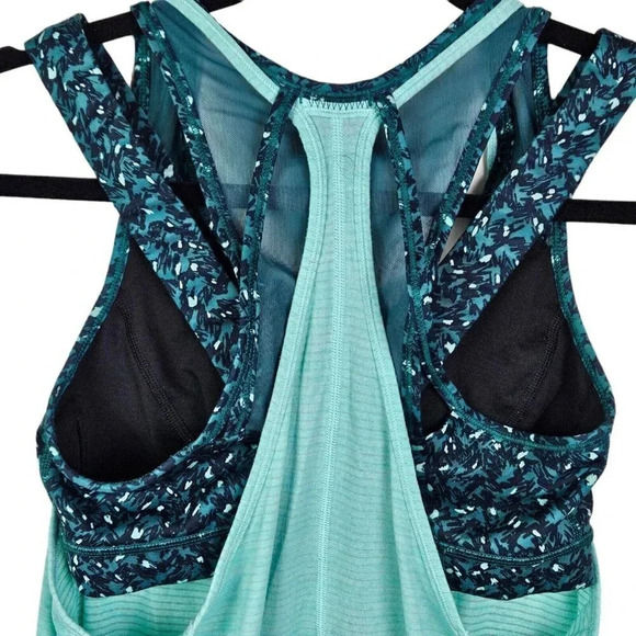 Lululemon 6 Tough It Out Tank Heathered Menthol/Mountain Peaks Black Forage Teal - Picture 2 of 6